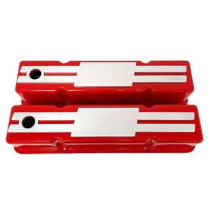 Small Block Chevy Tall Valve covers - Billet Top - Custom - Red