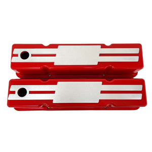 Small Block Chevy Tall Valve covers - Billet Top - Custom - Red