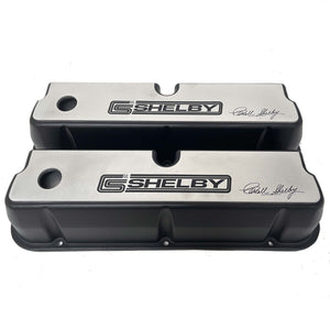 CS Shelby 351W Tall Black Valve Covers - Full Billet Top - Black