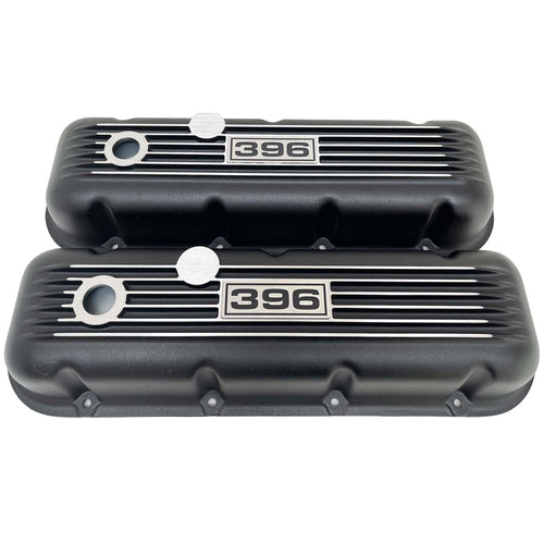 Big Block Chevy 396 Finned Valve Covers - Black