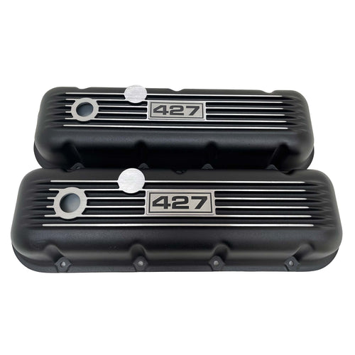 Big Block Chevy 427 Finned Valve Covers - Black