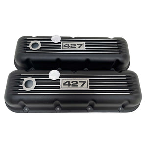 Big Block Chevy 427 Finned Valve Covers - Black