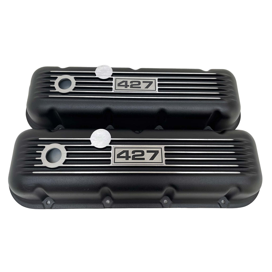 Big Block Chevy 427 Finned Valve Covers - Black