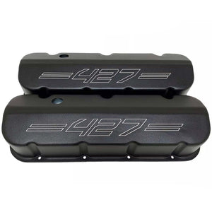 Big Block Chevy 427 Tall Valve Covers - Outline Logo - Black