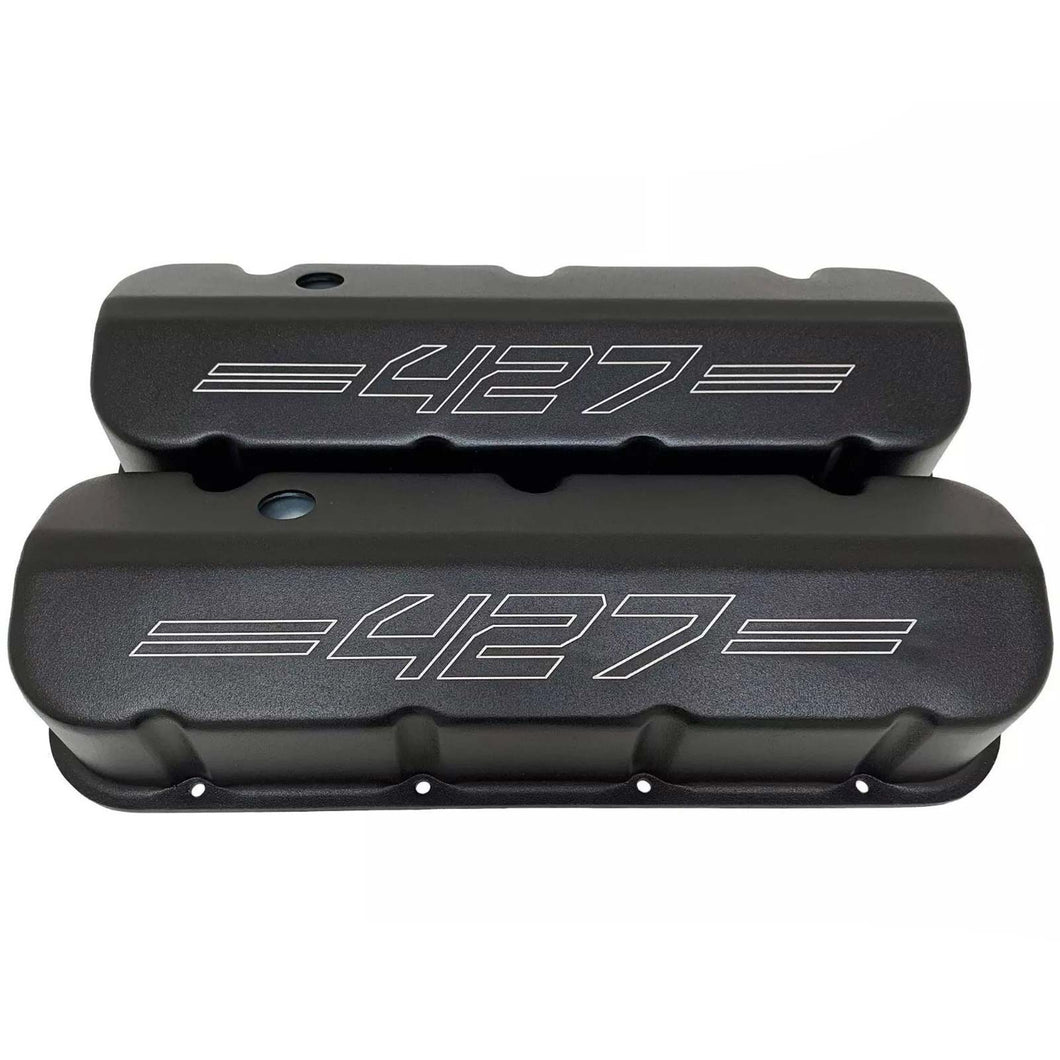 Big Block Chevy 427 Tall Valve Covers - Outline Logo - Black