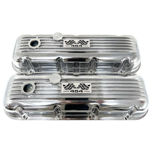 Big Block Chevy 454 Flag Logo Valve Covers - Polished