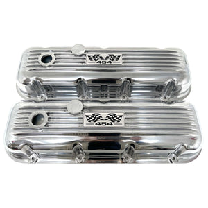 Big Block Chevy 454 Flag Logo Valve Covers - Polished