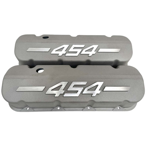 Big Block Chevy 454 - RAISED LOGO - Tall Valve Covers - Bead Blast