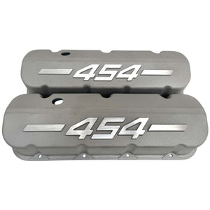 Big Block Chevy 454 - RAISED LOGO - Tall Valve Covers - Bead Blast