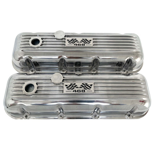Big Block Chevy 468 Flag Logo Valve Covers - Polished