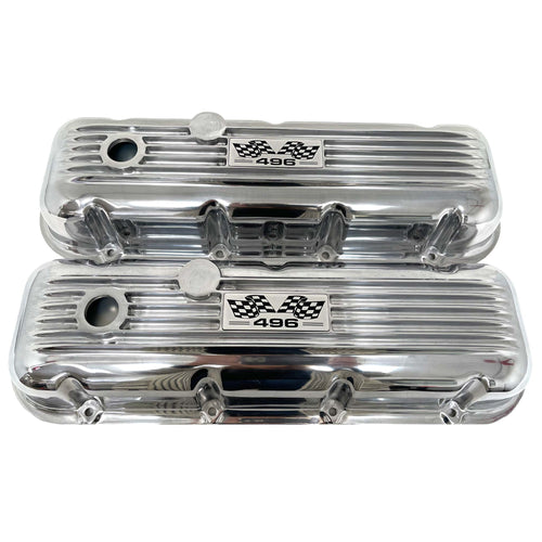 Big Block Chevy 496 Flag Logo Valve Covers - Polished