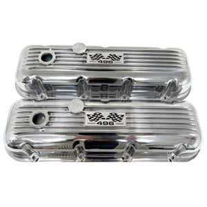 Big Block Chevy 496 Flag Logo Valve Covers - Polished