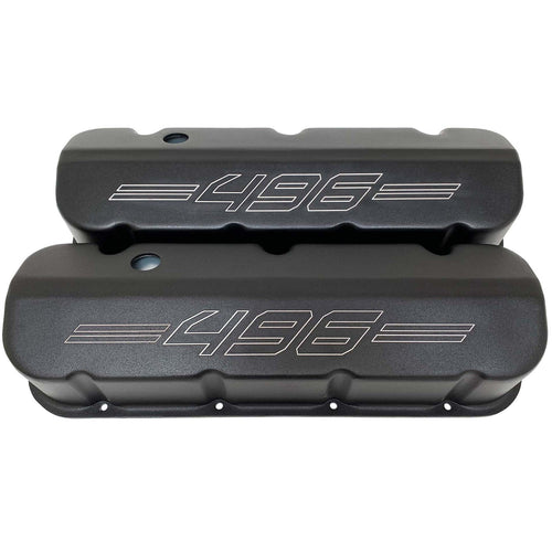 Big Block Chevy 496 Tall Valve Covers - Outline Logo - Black