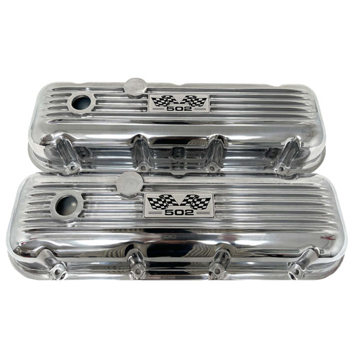 Big Block Chevy 502 Flag Logo Valve Covers - Polished