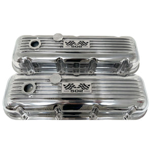 Big Block Chevy 502 Flag Logo Valve Covers - Polished