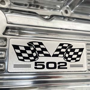 Big Block Chevy 502 Flag Logo Valve Covers - Polished