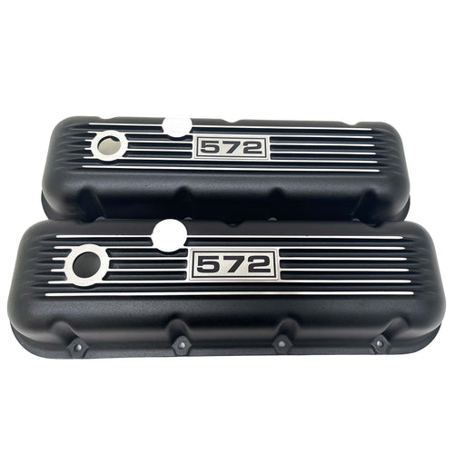 Big Block Chevy 572 Finned Valve Covers - Black