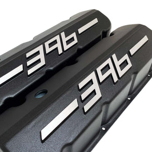 Big Block Chevy 396 - RAISED LOGO - Tall Valve Covers - Black