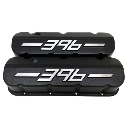 Big Block Chevy 396 - RAISED LOGO - Tall Valve Covers - Black