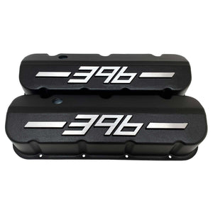 Big Block Chevy 396 - RAISED LOGO - Tall Valve Covers - Black