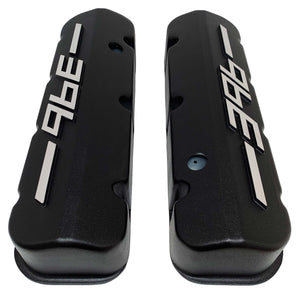 Big Block Chevy 396 - RAISED LOGO - Tall Valve Covers - Black