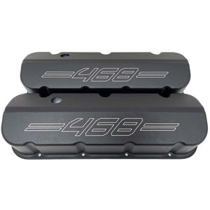 Big Block Chevy 468 Tall Valve Covers - Outline Logo - Black