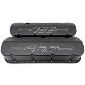 Big Block Chevy 468 Tall Valve Covers - Outline Logo - Black