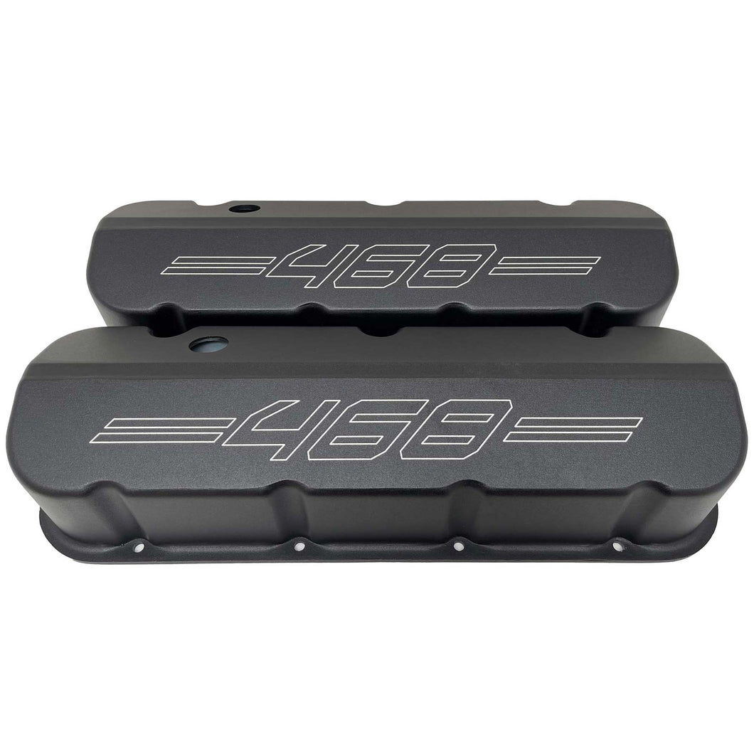 Big Block Chevy 468 Tall Valve Covers - Outline Logo - Black