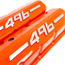 Load image into Gallery viewer, Big Block Chevy 496 - RAISED LOGO - Tall Valve Covers - Orange