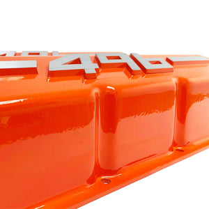 Chevy 496 - RAISED LOGO - Big Block Valve Covers Tall - Orange