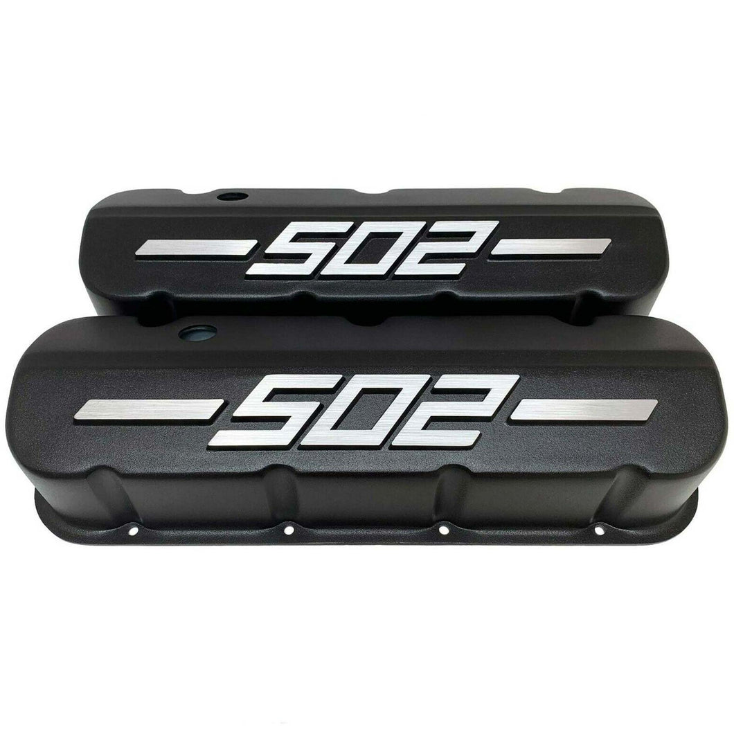 Big Block Chevy 502 - RAISED LOGO - Tall Valve Covers - Black