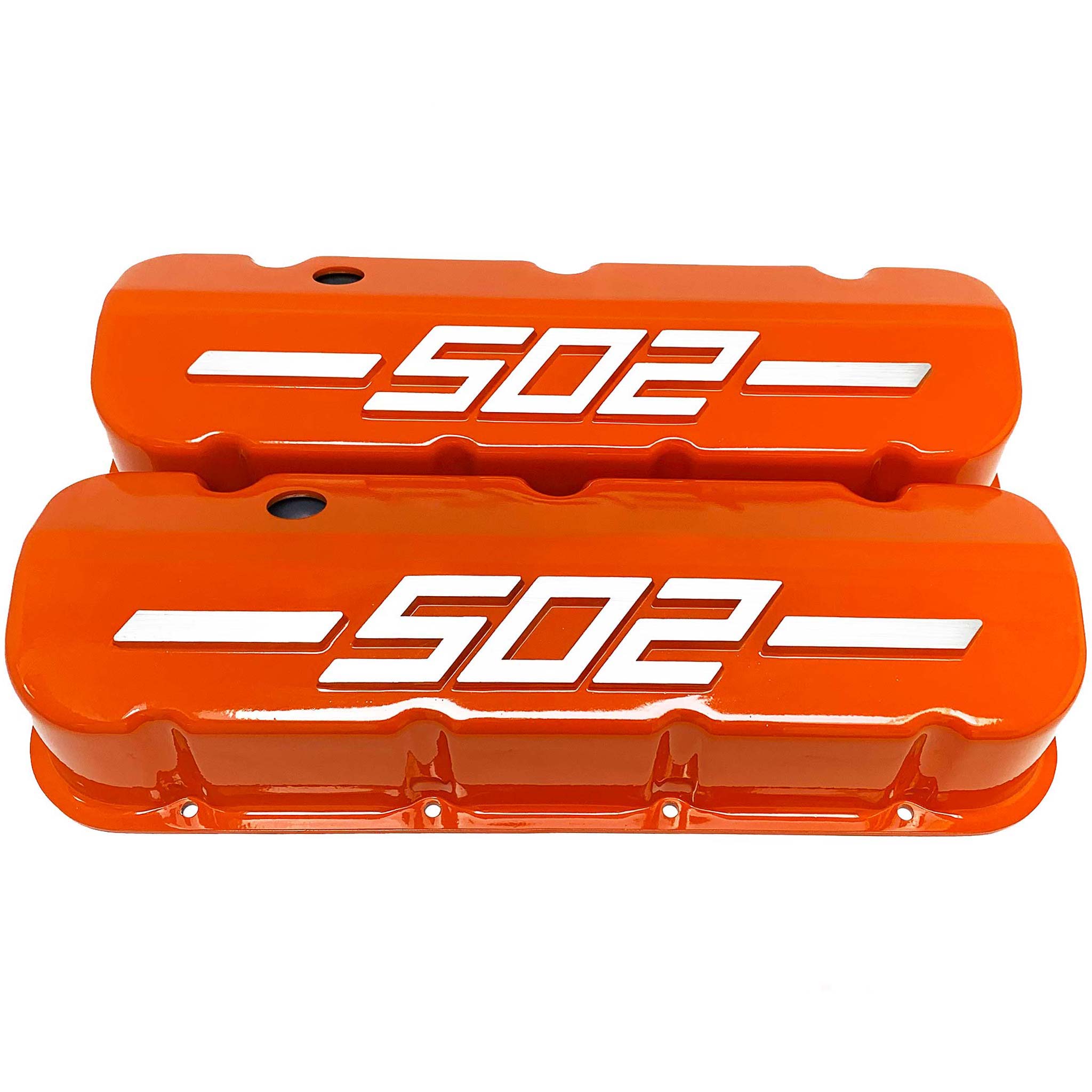 Big Block Chevy 502 - RAISED LOGO - Tall Valve Covers - Orange
