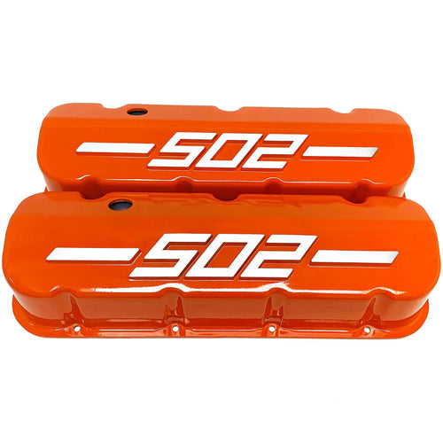 Big Block Chevy 502 - RAISED LOGO - Tall Valve Covers - Orange