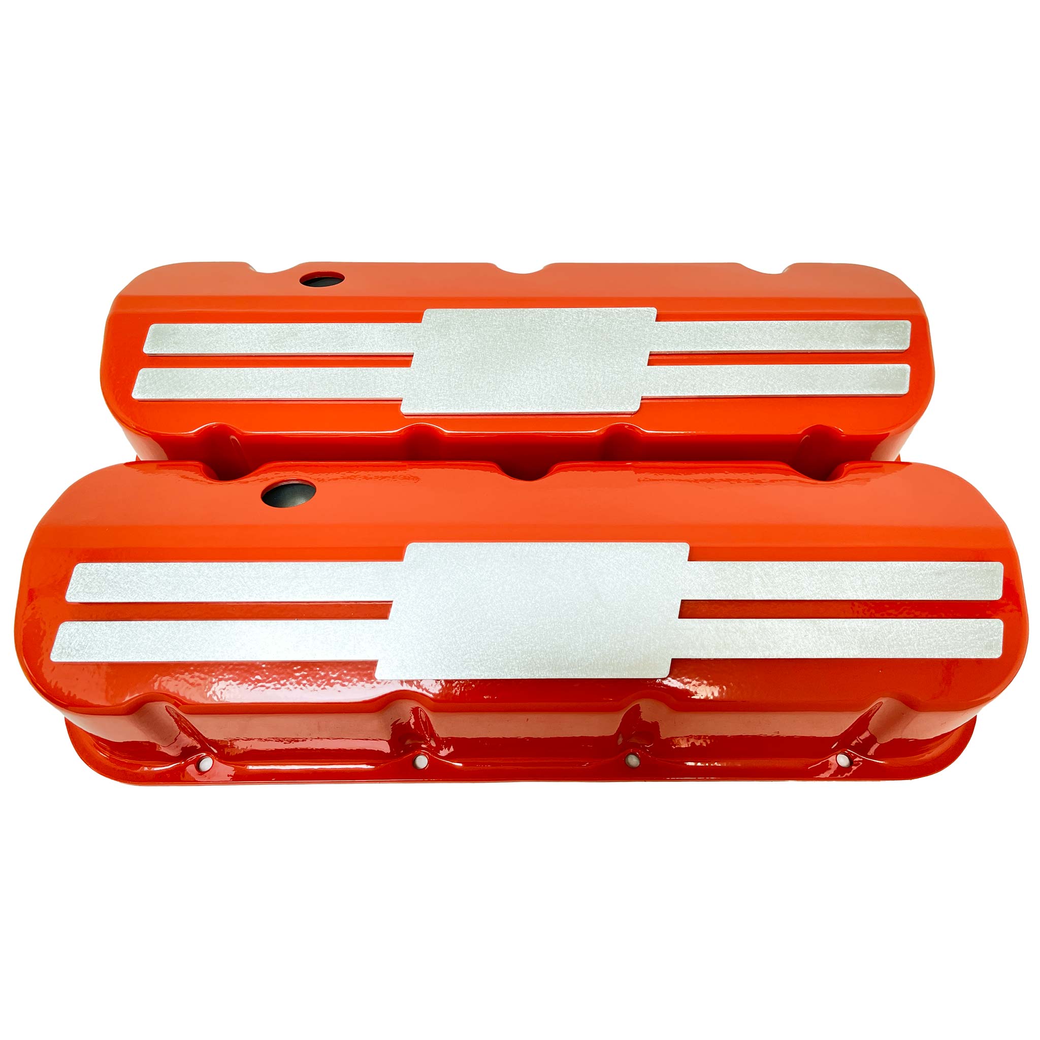 Big Block Chevy Tall Valve Covers - Custom Billet Top - Orange