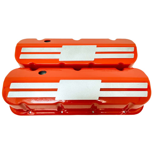 Big Block Chevy Tall Valve Covers - Custom Billet Top - Orange