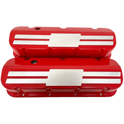Big Block Chevy Tall Valve Covers - Custom Billet Top - Red