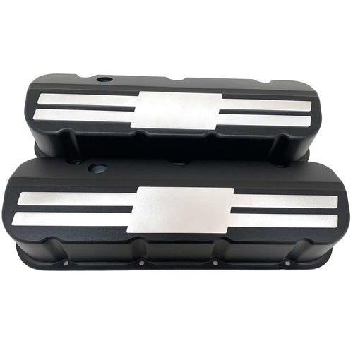 Big Block Chevy Tall Valve Covers - Custom Billet Top - Black