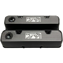 Load image into Gallery viewer, Ford 351 Cleveland - Cougar Logo - Finned Valve Covers - Black