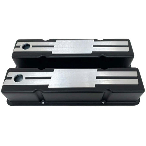 Small Block Chevy Tall Valve covers - Billet Top - Custom - Black