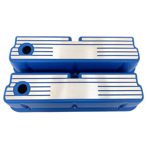 Ford Small Block 289 351W Tall Valve Covers - Wide Fin - Custom - Blue
