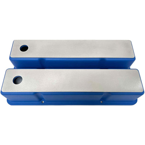 Small Block Chevy Tall Valve covers - Full Billet Top - Blue