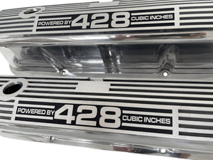 Ford FE Tall Powered By 428 Valve Covers - Long Plate - Polished