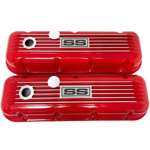 Big Block Chevy SS Block Logo Valve Covers - Red