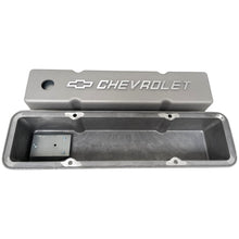 Load image into Gallery viewer, Small Block Chevy Chevrolet Raised Logo Tall Valve Covers - Bead Blast