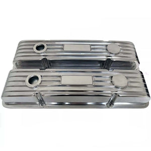 Small Block Chevy Classic Finned Custom Valve Covers - Polished