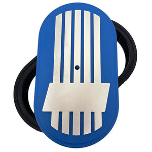 15" Oval Raised Billet Top Air Cleaner Kit - Custom - Blue