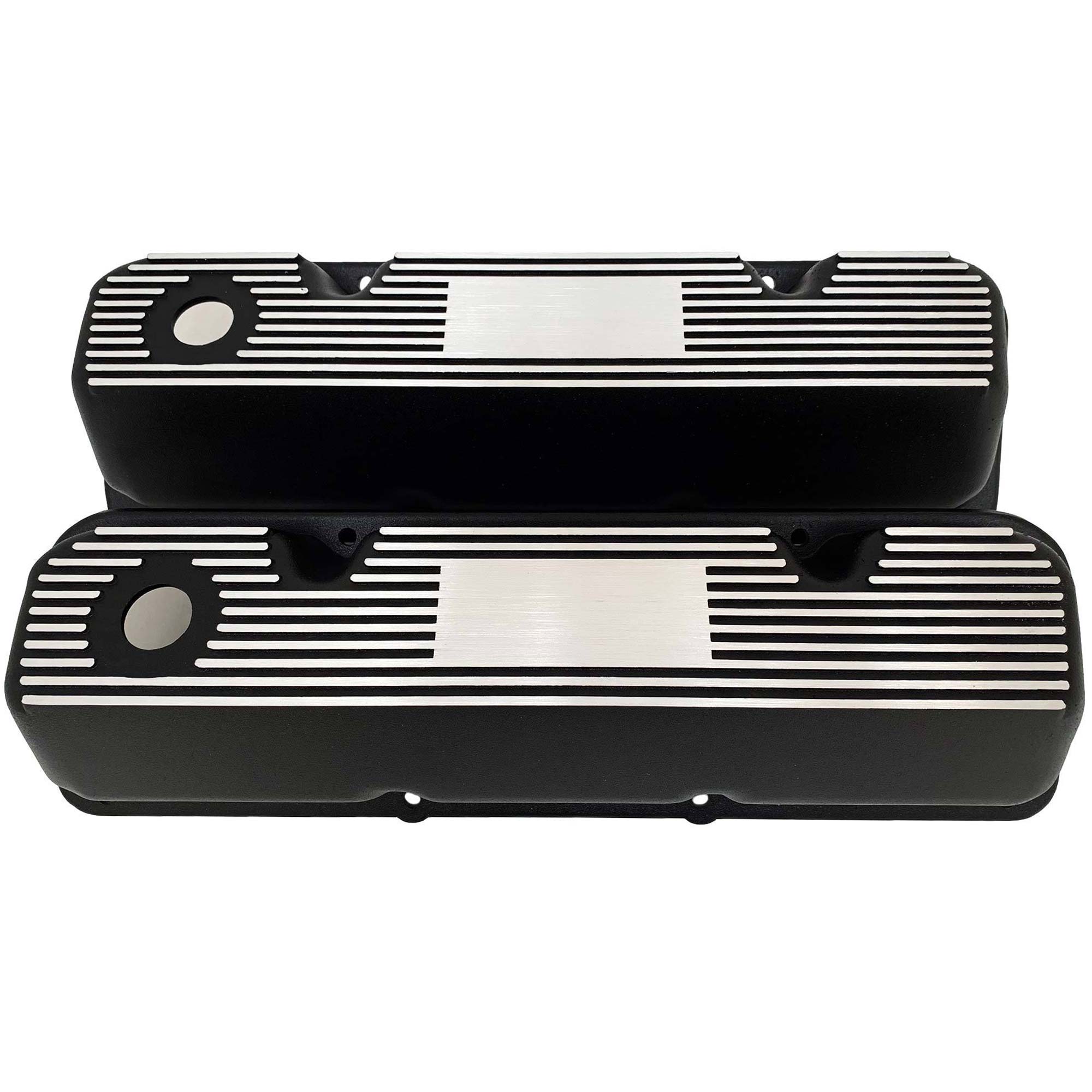 Ford 351 Cleveland - Finned Valve Covers - Custom - Black – Ansen USA