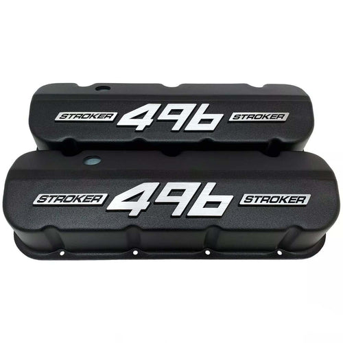 Big Block Chevy 496 Stroker - RAISED LOGO - Tall Valve Covers - Black