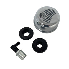 Load image into Gallery viewer, American Flag Chrome Valve Cover Breather &amp; Small PCV Valve - Polished
