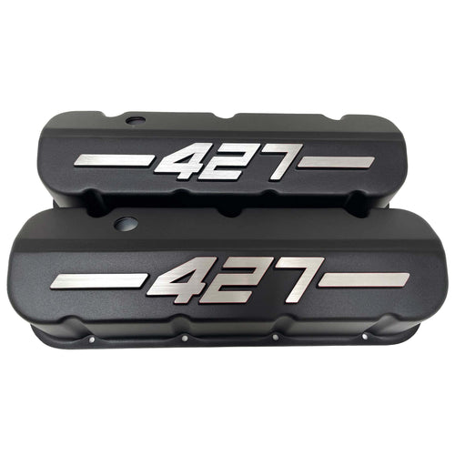 Big Block Chevy 427 - RAISED LOGO - Tall Valve Covers - Black